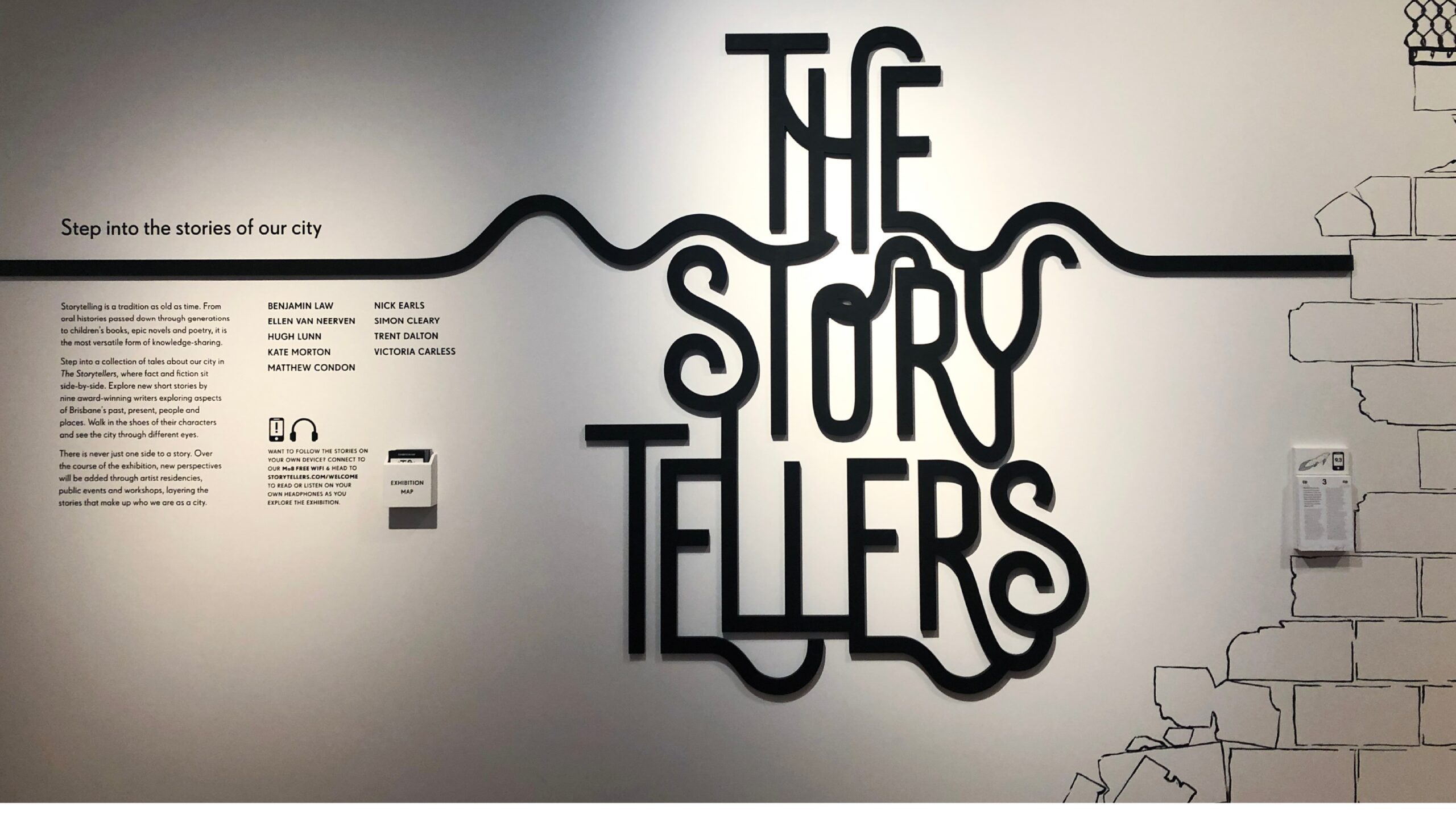 Storytellers exhibition entry wall