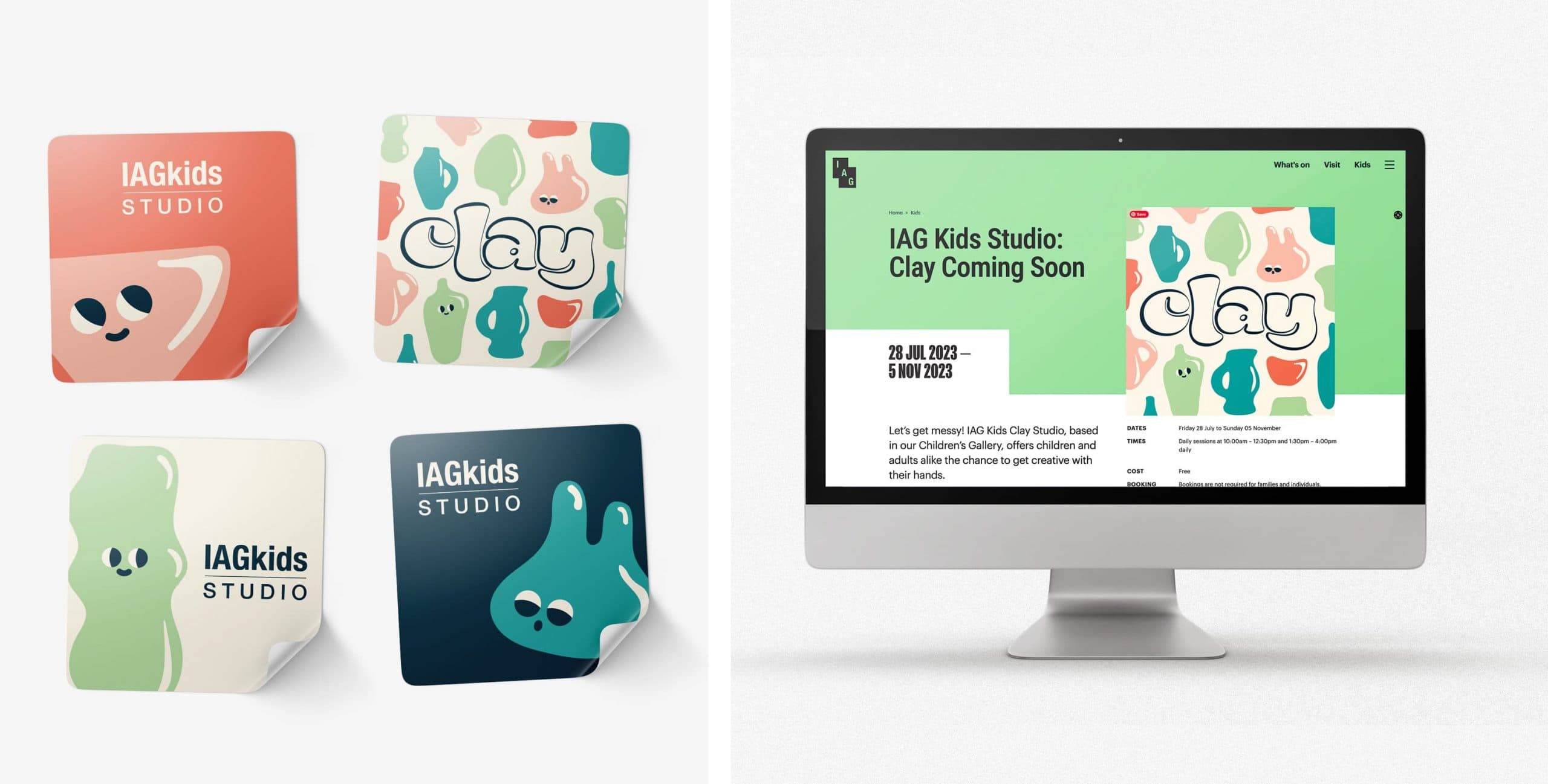IAG Kids: Clay Studio Website and Stickers