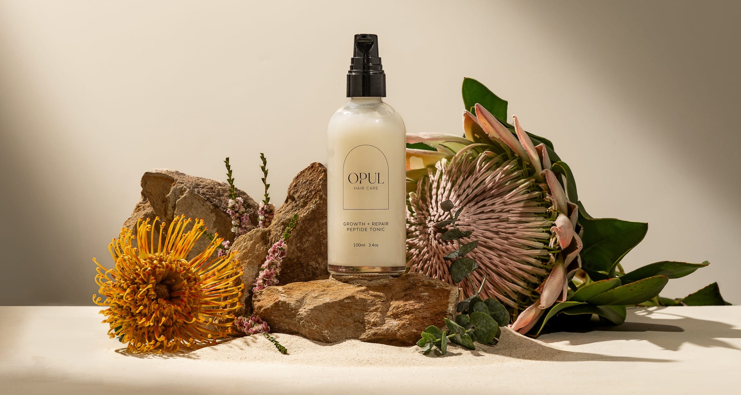 Product bottle with native plants