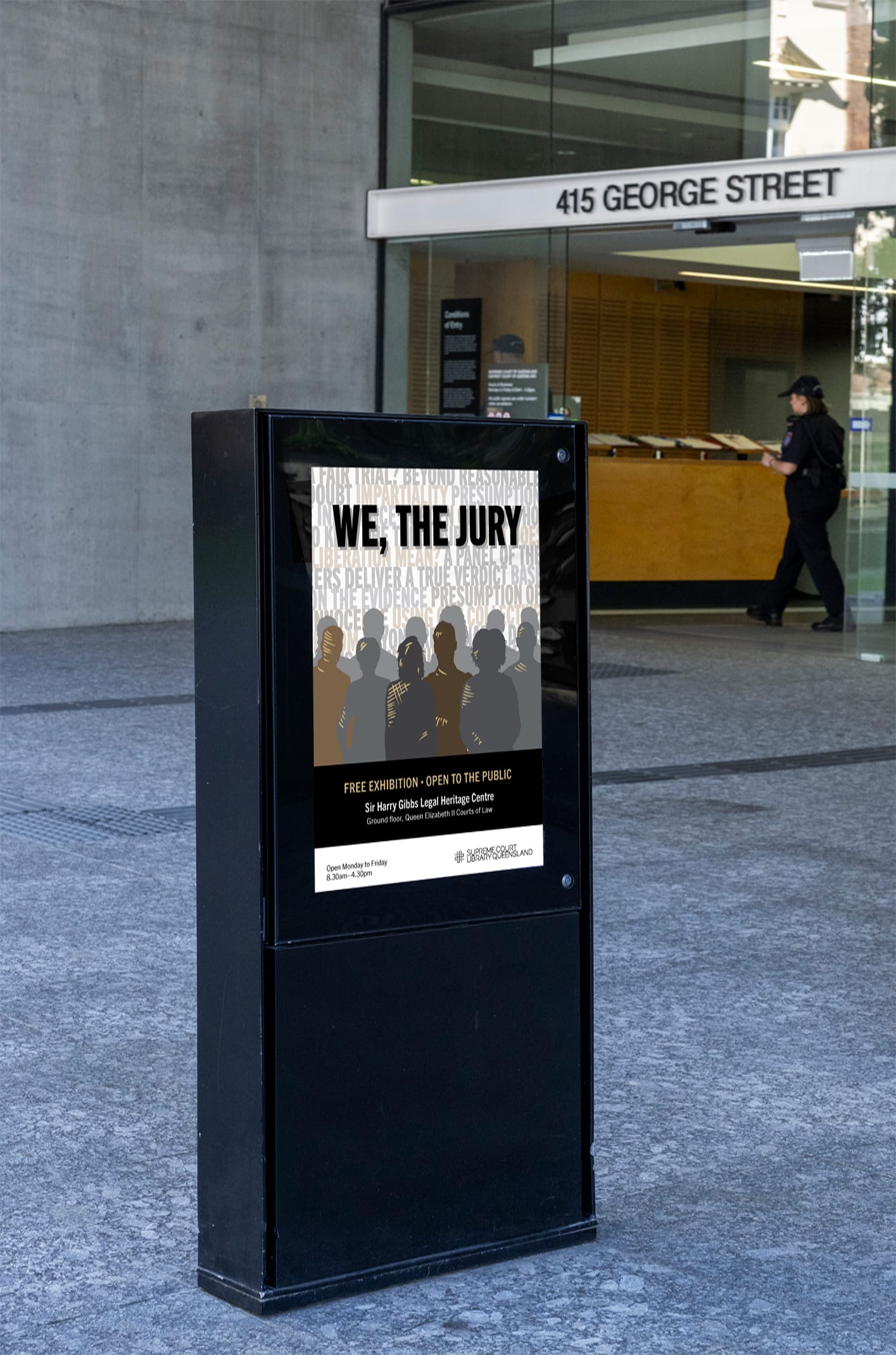 We The Jury exhibition poster exterior display