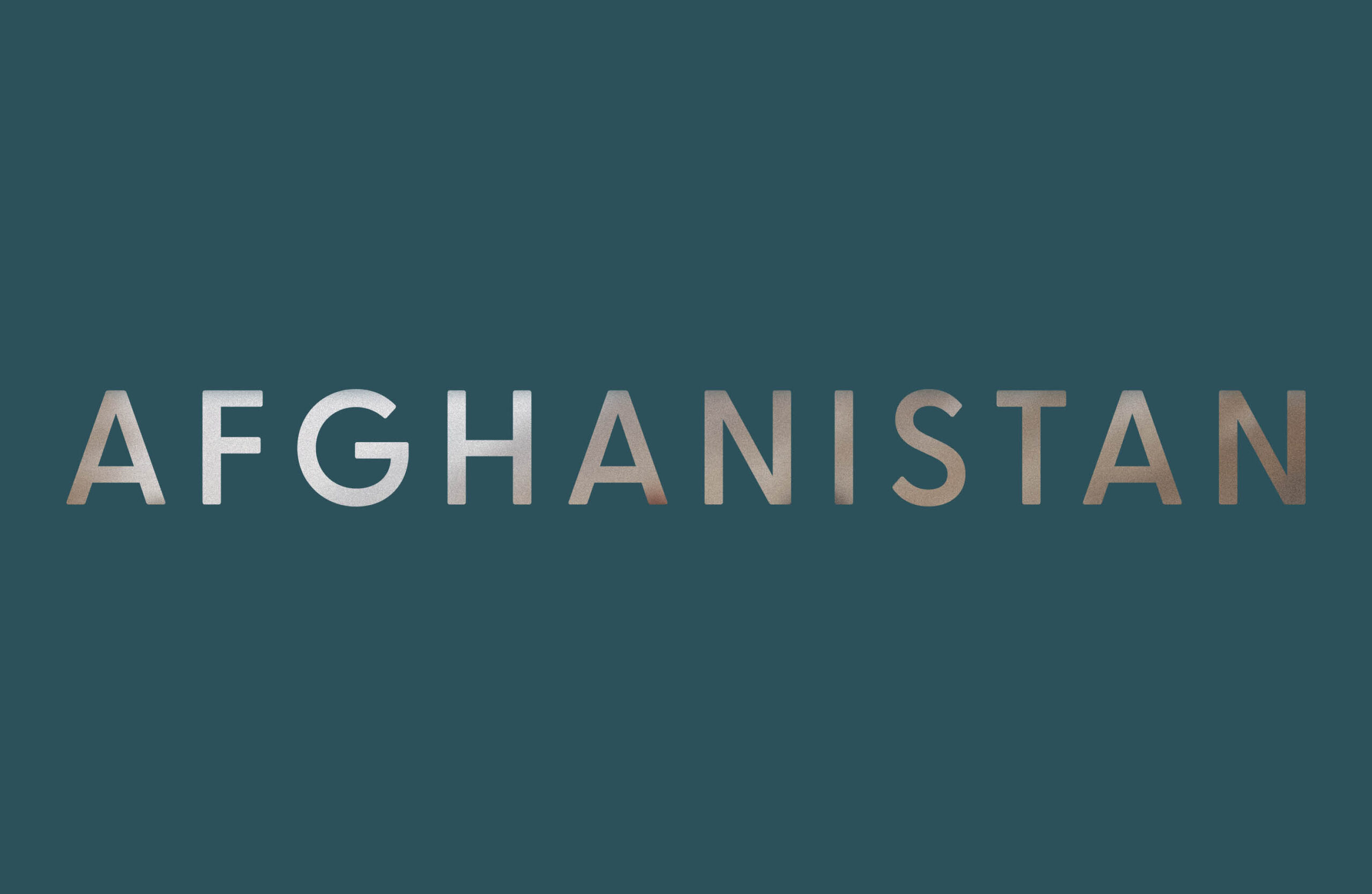 Afghanistan title identity light on dark teal background